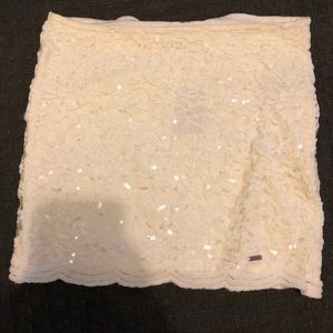 White lace mini skirt